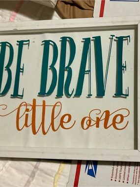 Be Brave Little One Framed Nursery Wall Art - Teal & Coral Text